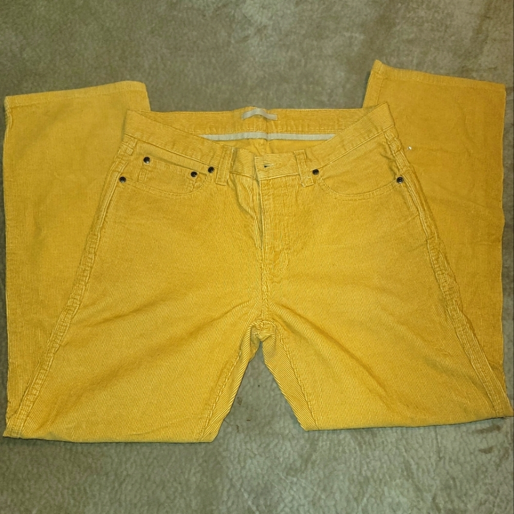 Mens L.L Bean Mustard Corduroy Pants Size 33